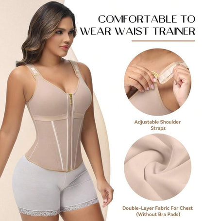 Waist Shapewear for Women with Bra Tummy Control Girdle Workout Shapewear with Adjustable Shoulder Strap