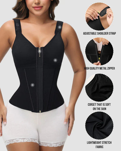 Waist Shapewear for Women with Bra Tummy Control Girdle Workout Shapewear with Adjustable Shoulder Strap
