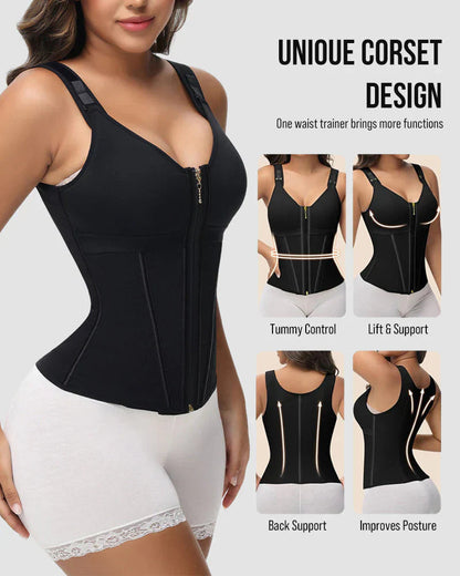 Waist Shapewear for Women with Bra Tummy Control Girdle Workout Shapewear with Adjustable Shoulder Strap